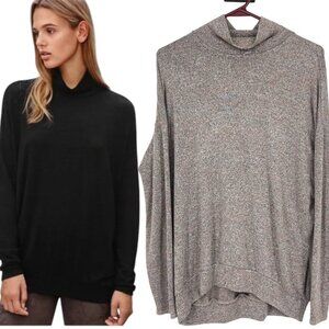 Aritzia Wilfred Free Grey marled Mock Neck Martha T-Shirt Sweater
